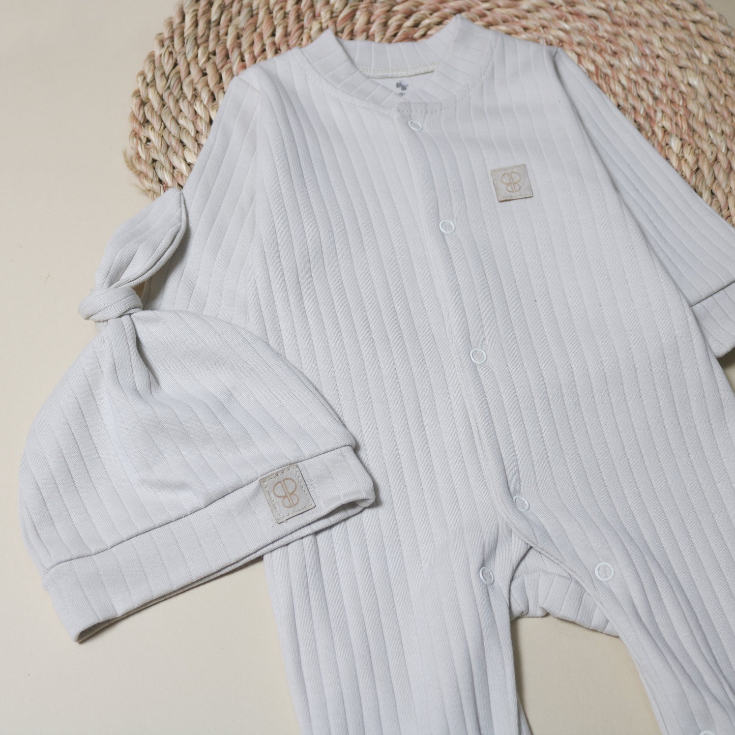 3 pieces BEIGE Ribbed Set