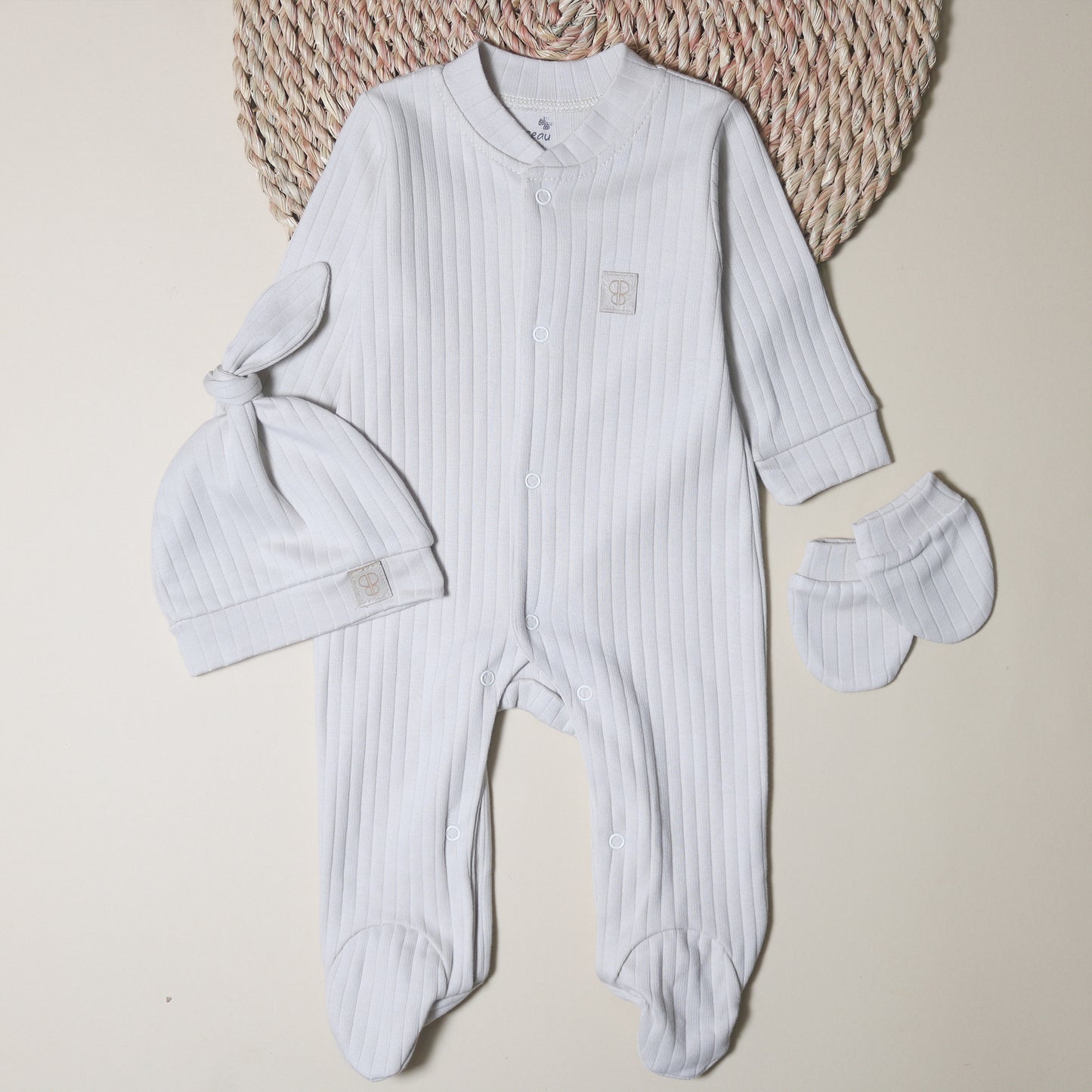 3 pieces BEIGE Ribbed Set