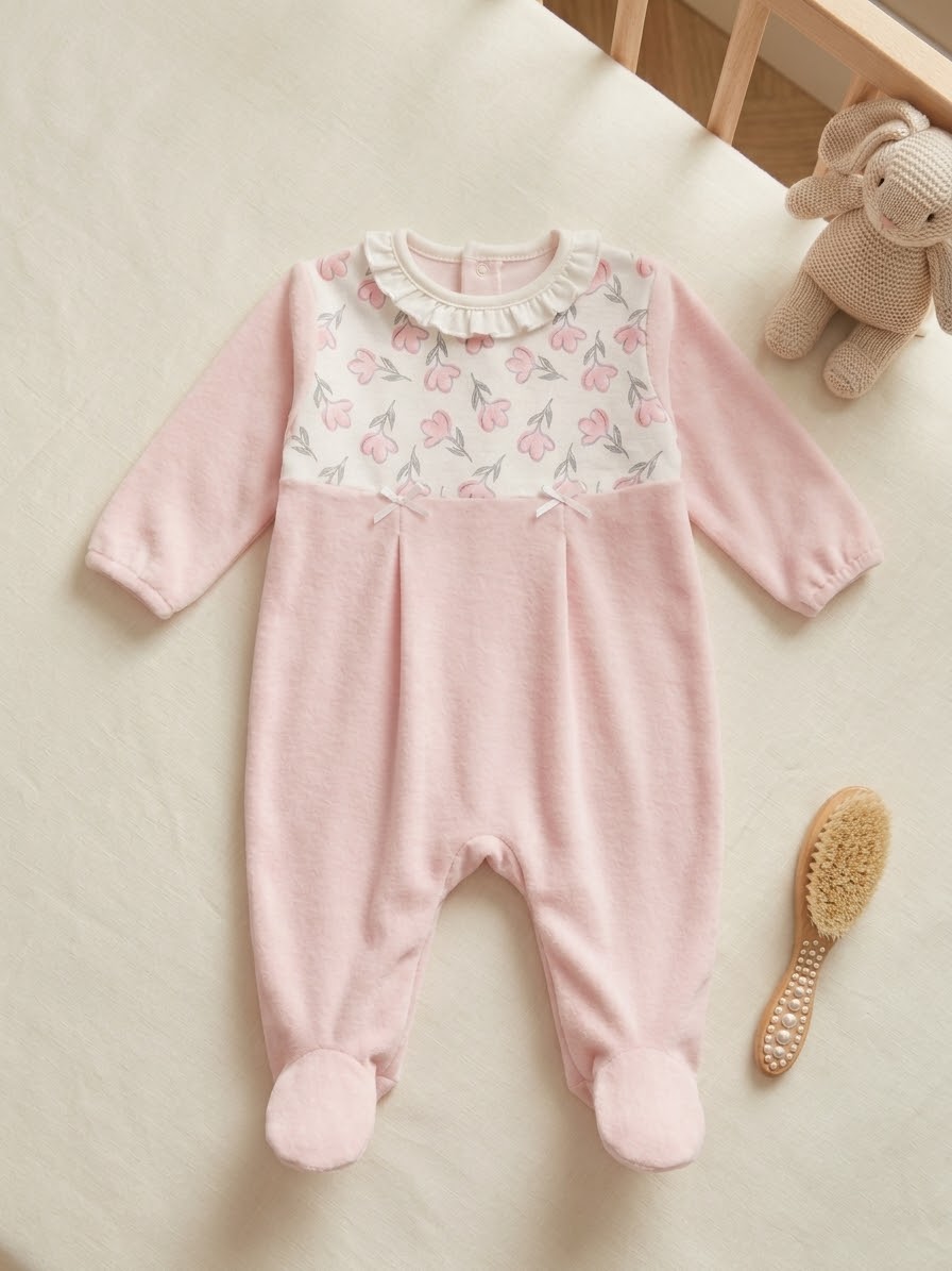Ruffled pink blossom romper