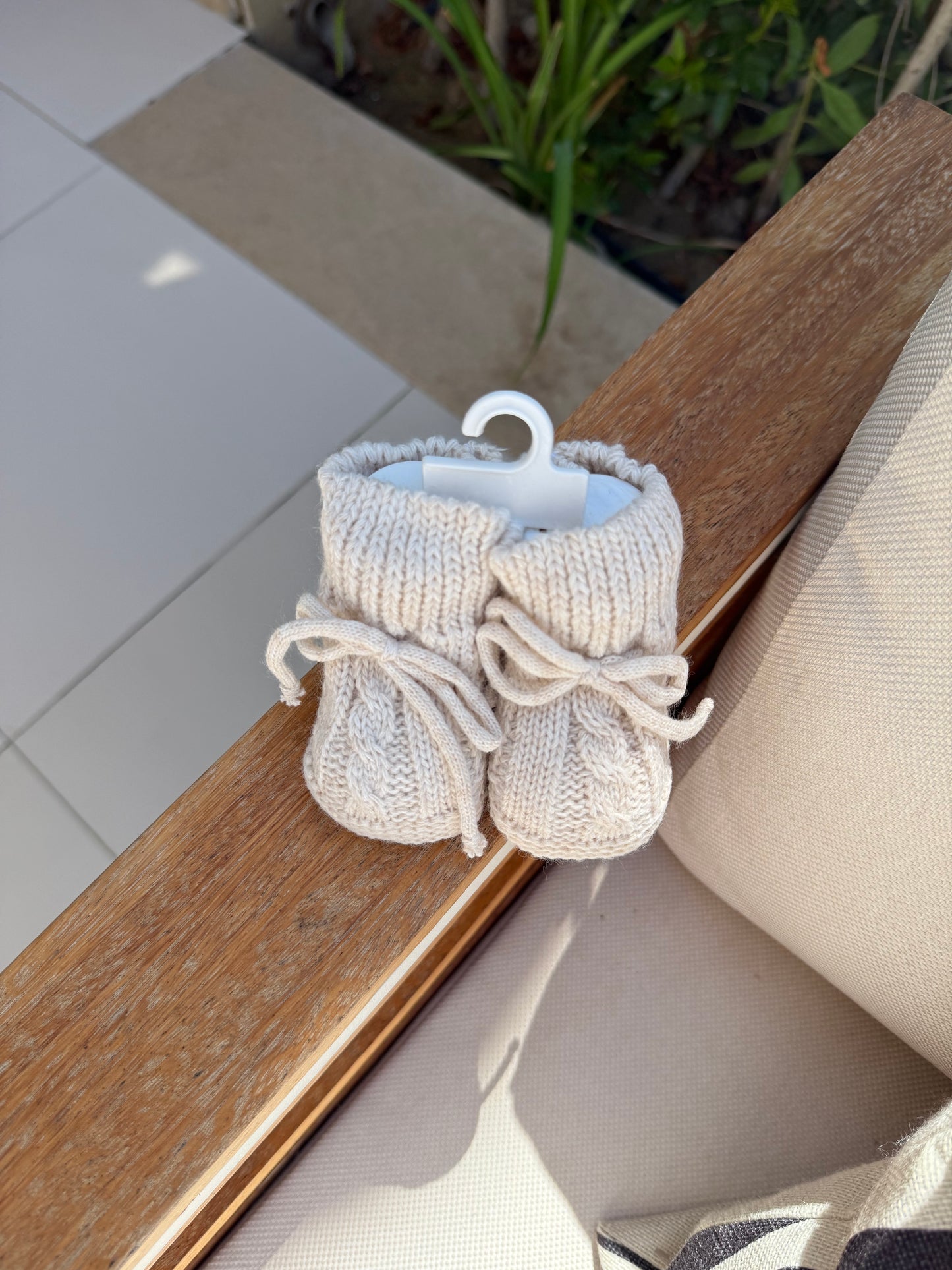 Lace knitted booties