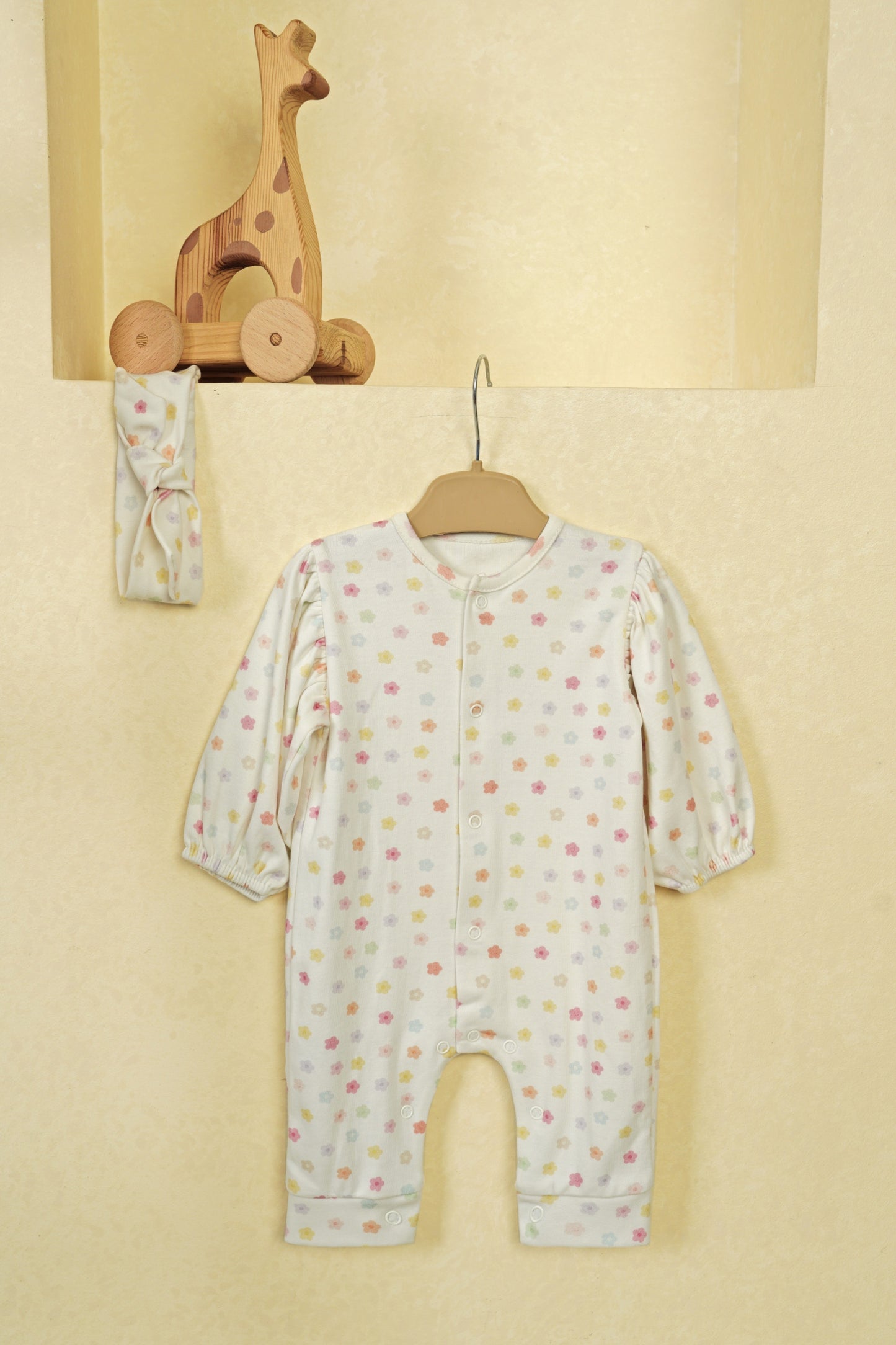 Puffed Daisy romper with headband