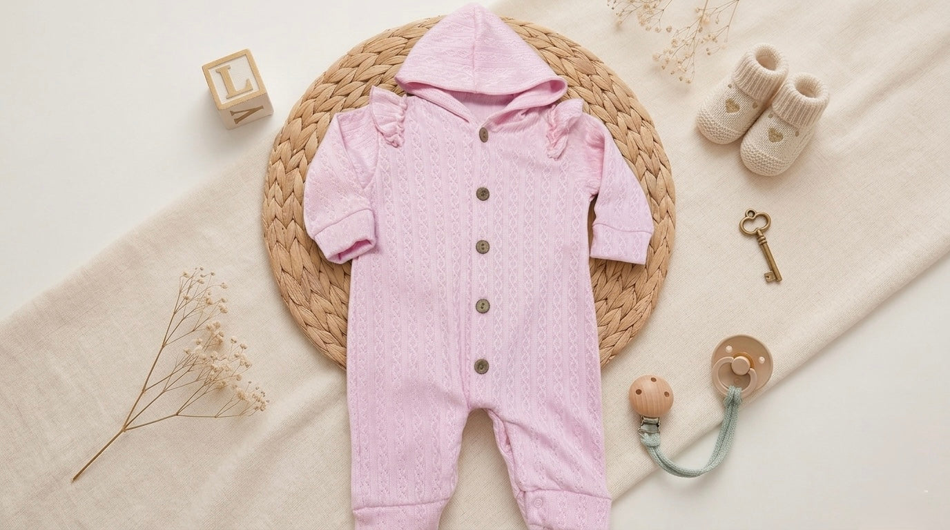 Braided knitted pink onesies