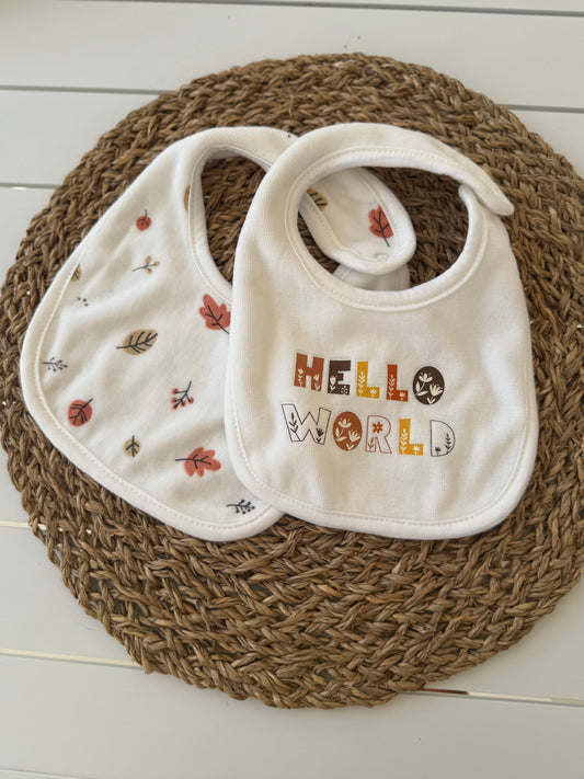 Hello world pack of 2 bibs