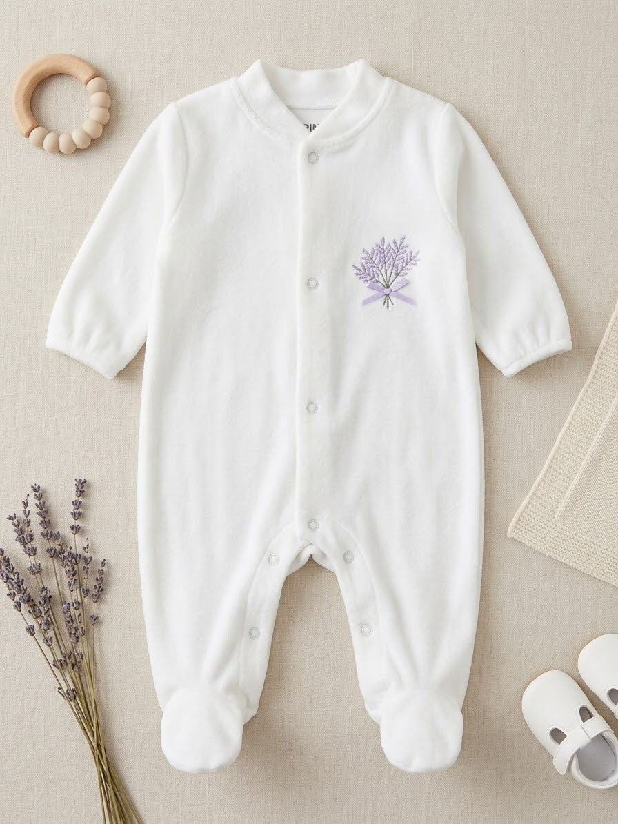 Lavender off white romper