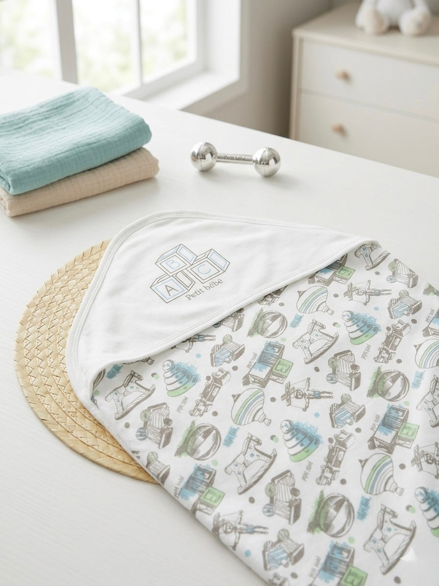 ABC blue cotton blanket