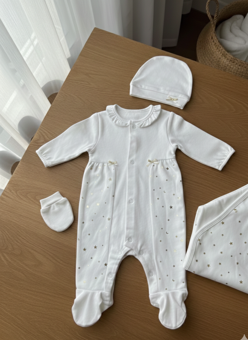 "Newborn Gold Stars4 pieces set