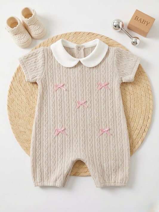 Blush Bow knit romper