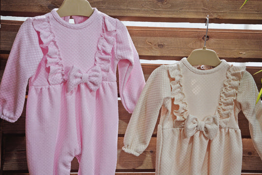 Waffled ruffles romper