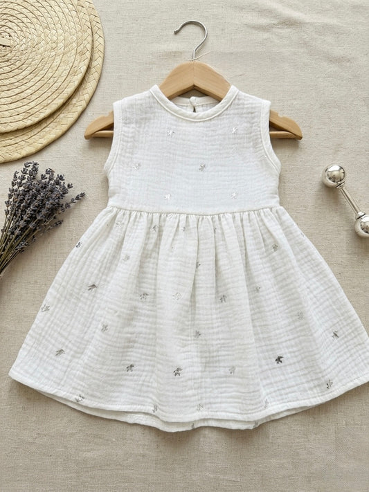 Muslin White & Silver DRESS