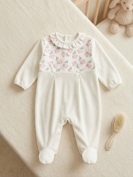 Ruffled white blossom romper