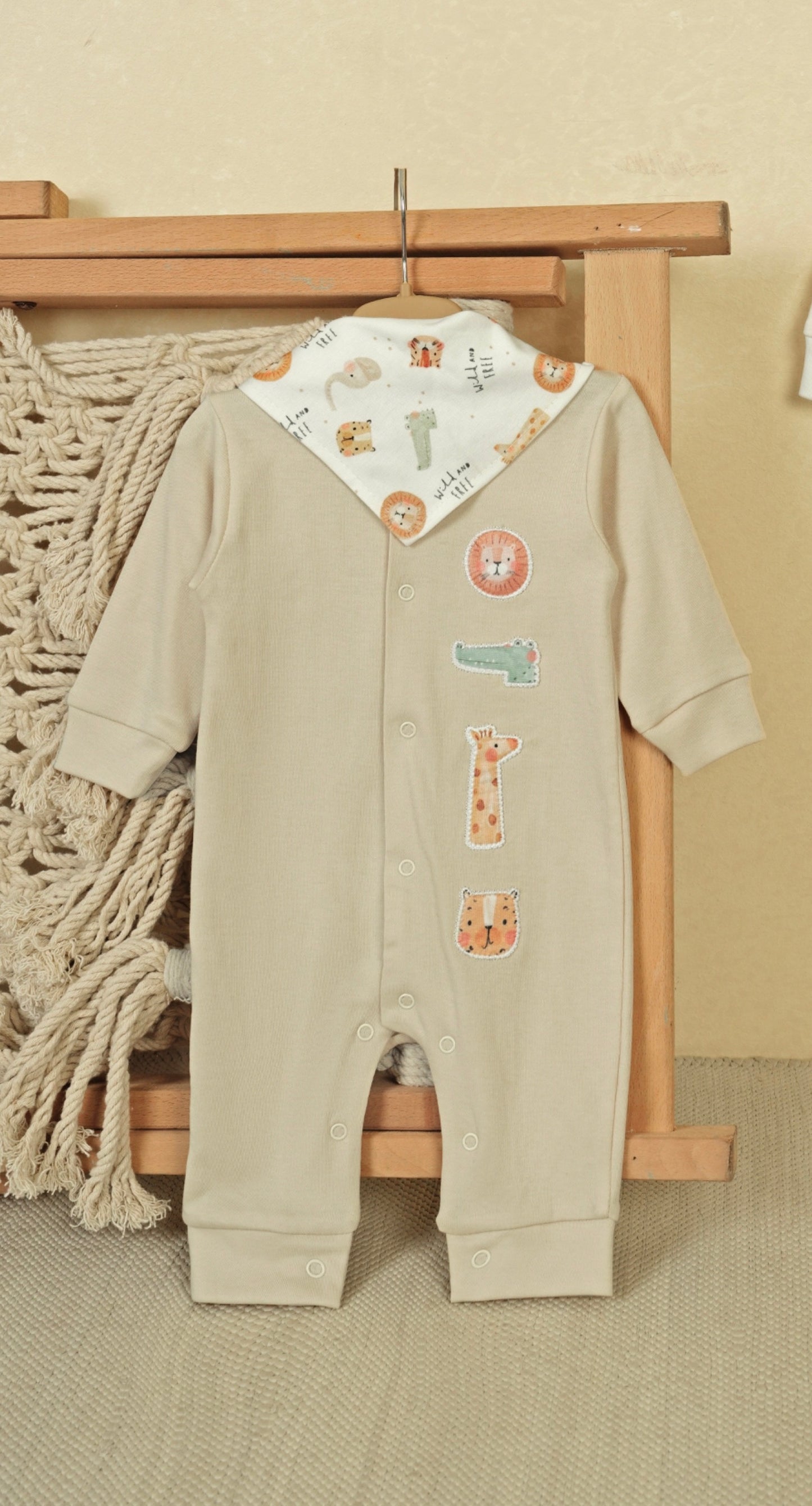 Safari onesies with scarf/ bib