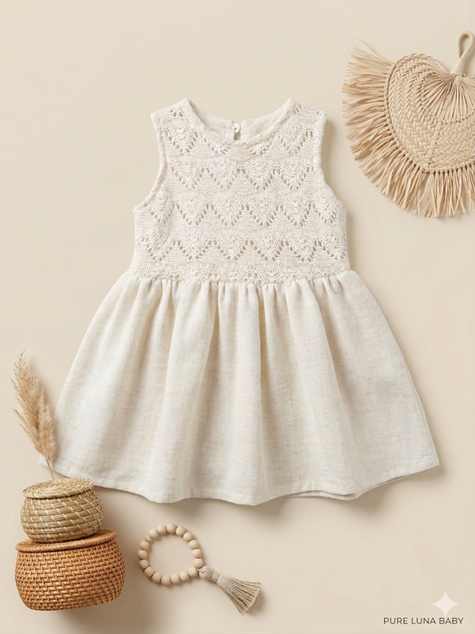 Crochet linen dress