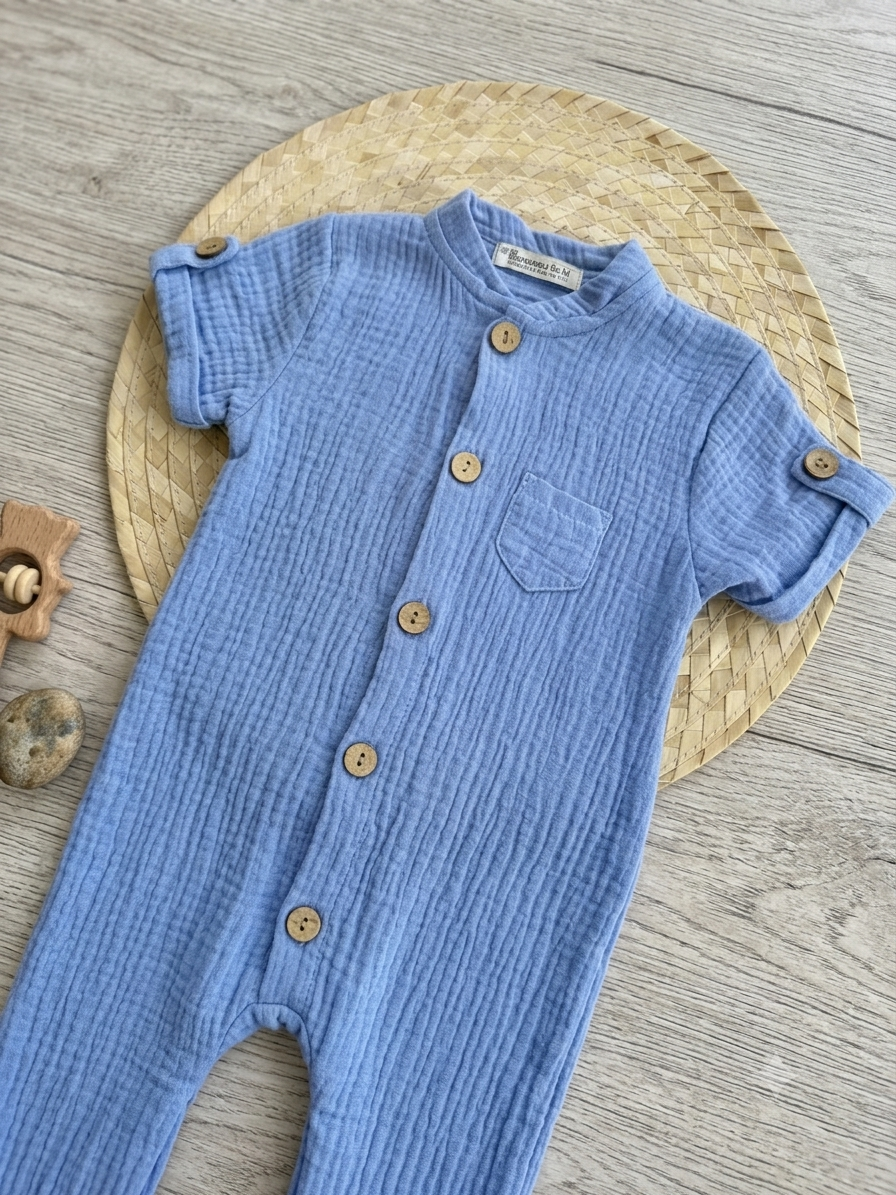Linen blue romper