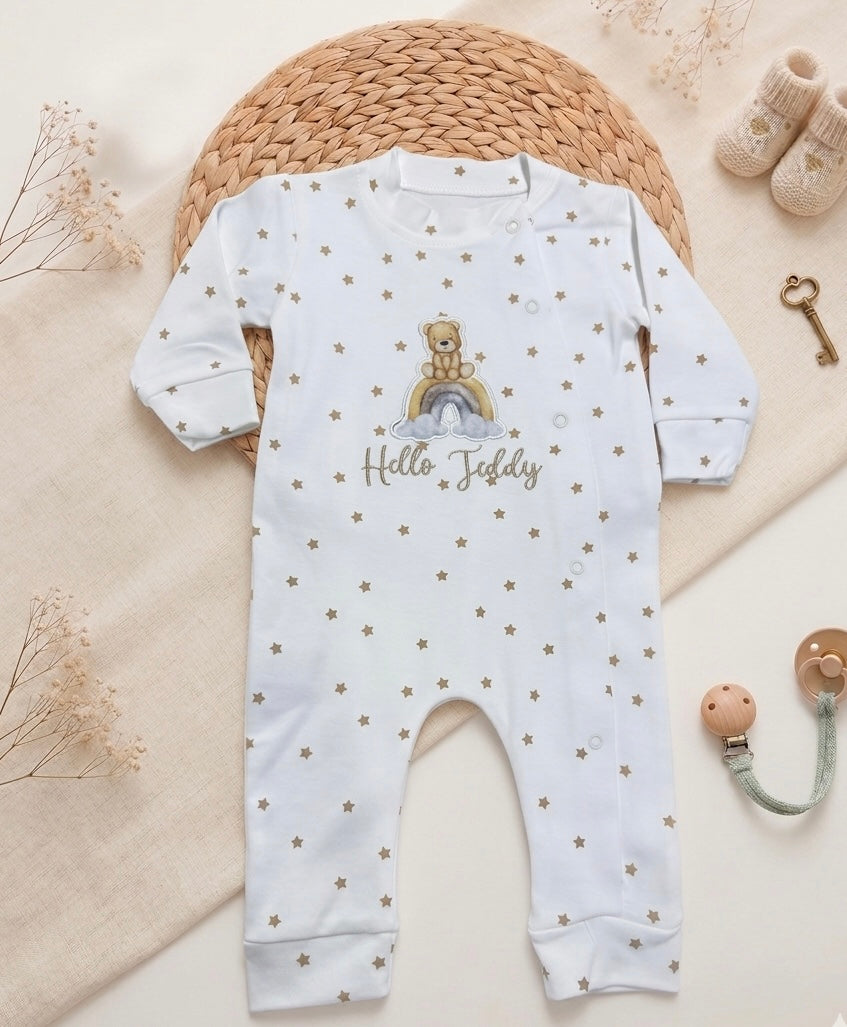 Hello Teddy cotton romper