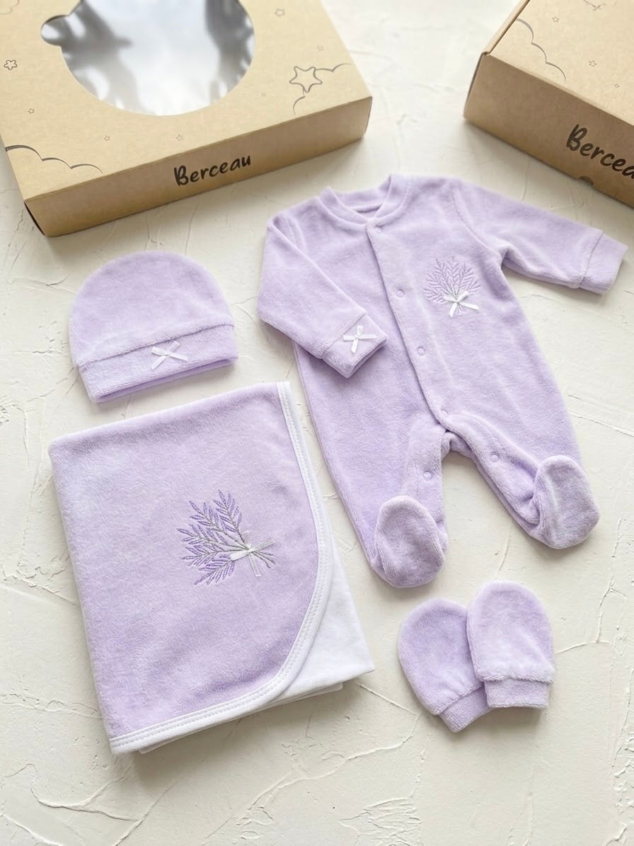 4 pieces Lavender velvet set