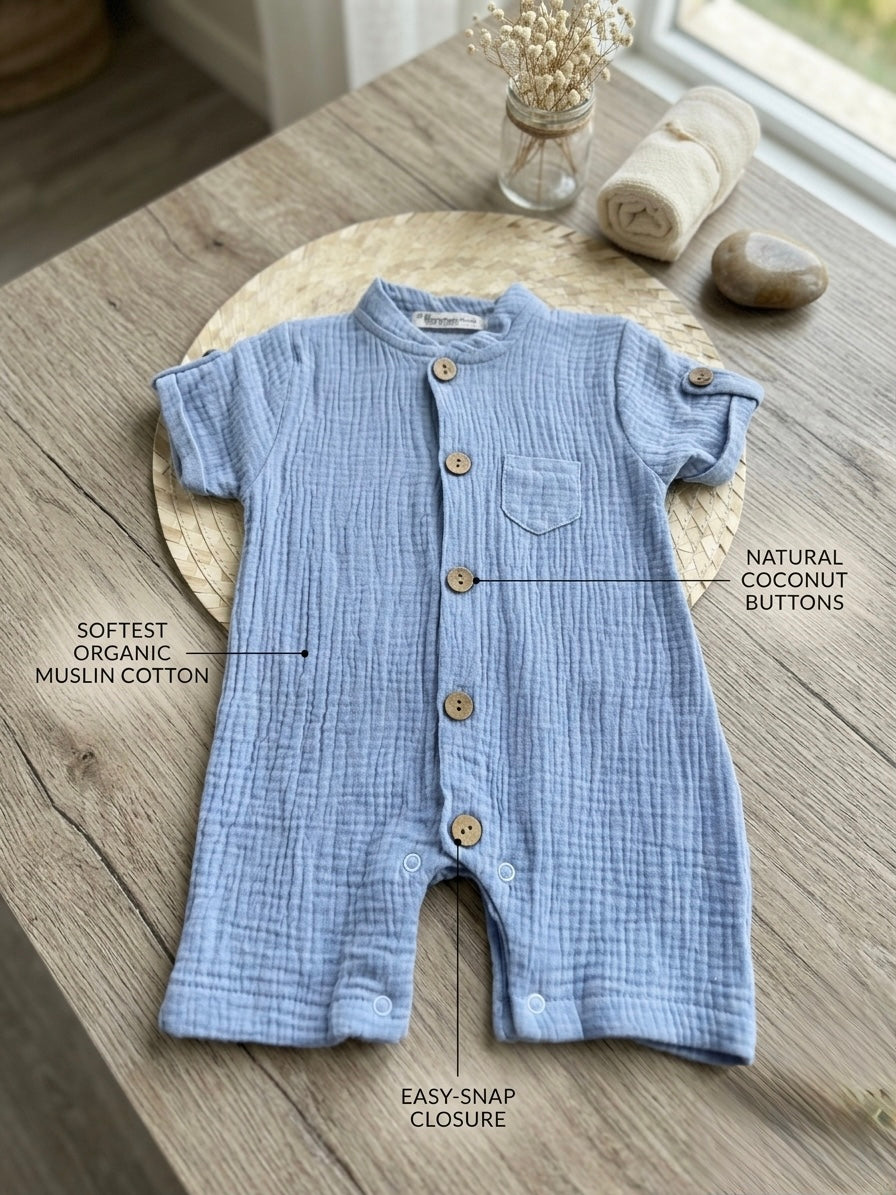 Linen blue romper