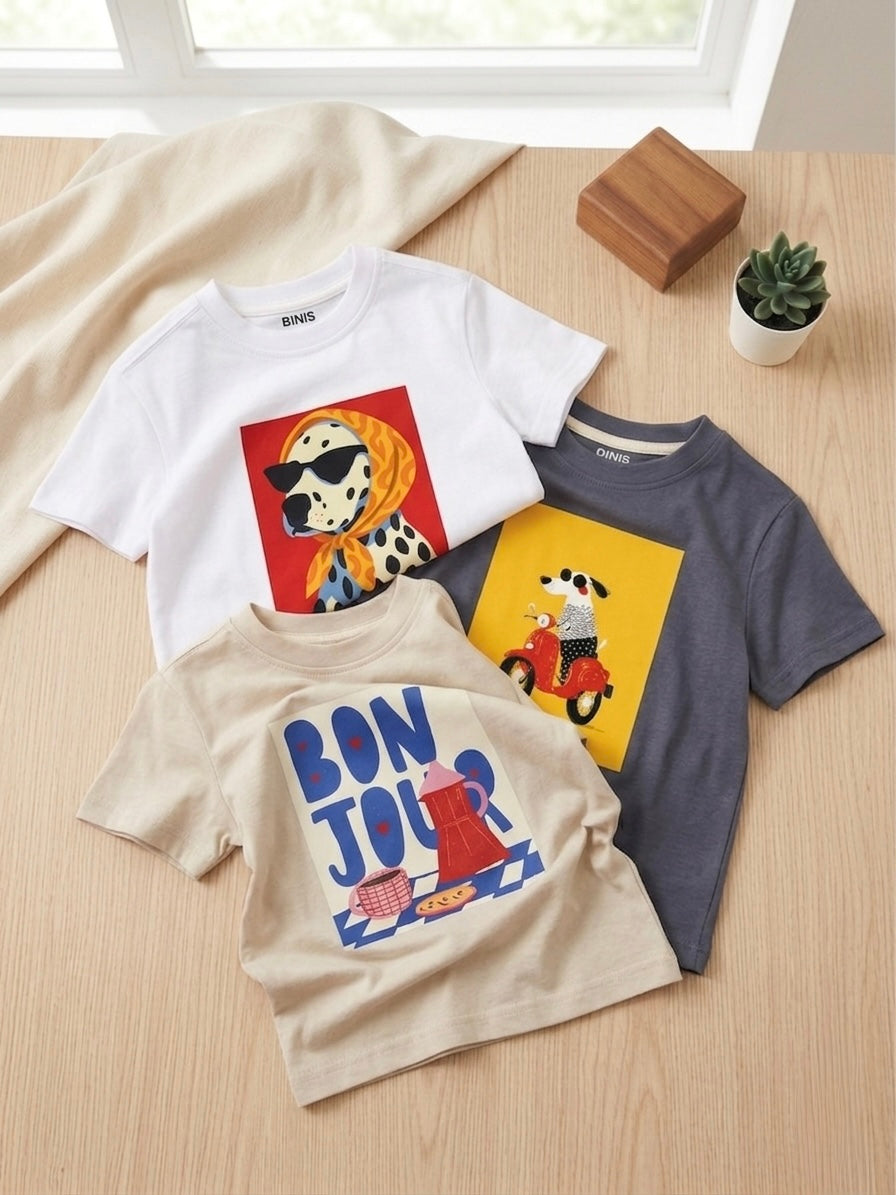 The Bonjour pack of 3 Tshirt