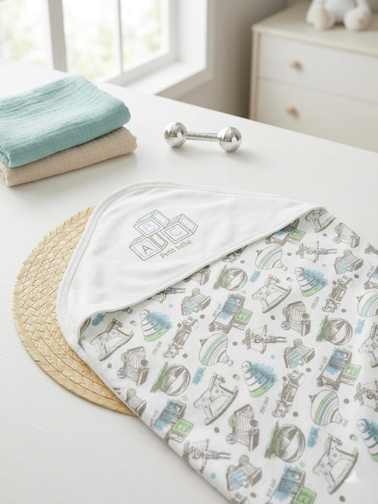 ABC blue cotton blanket