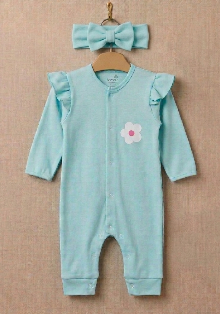 Daisy Turquoise romper with headband