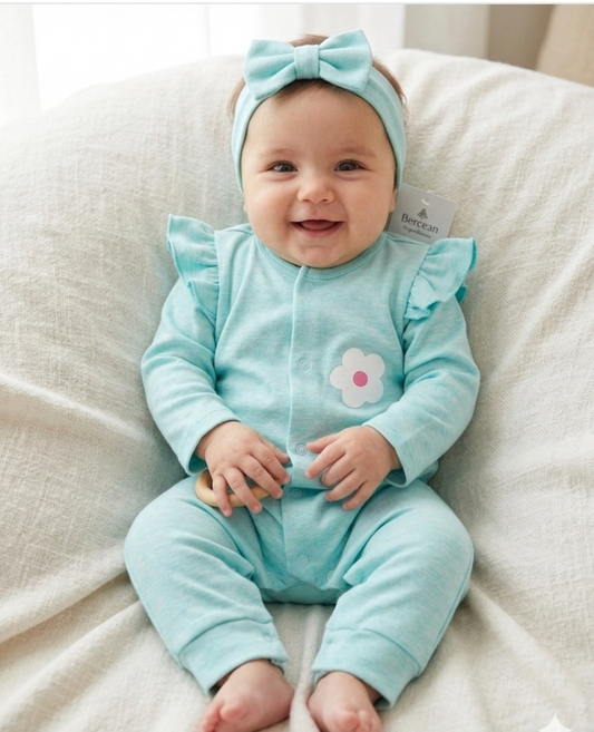 Daisy Turquoise romper with headband
