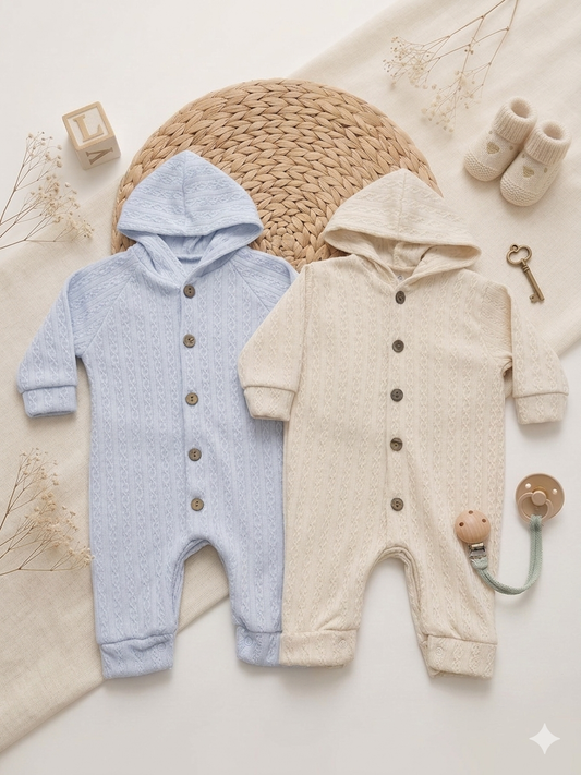 Cozy Cable Knit Hooded Romper