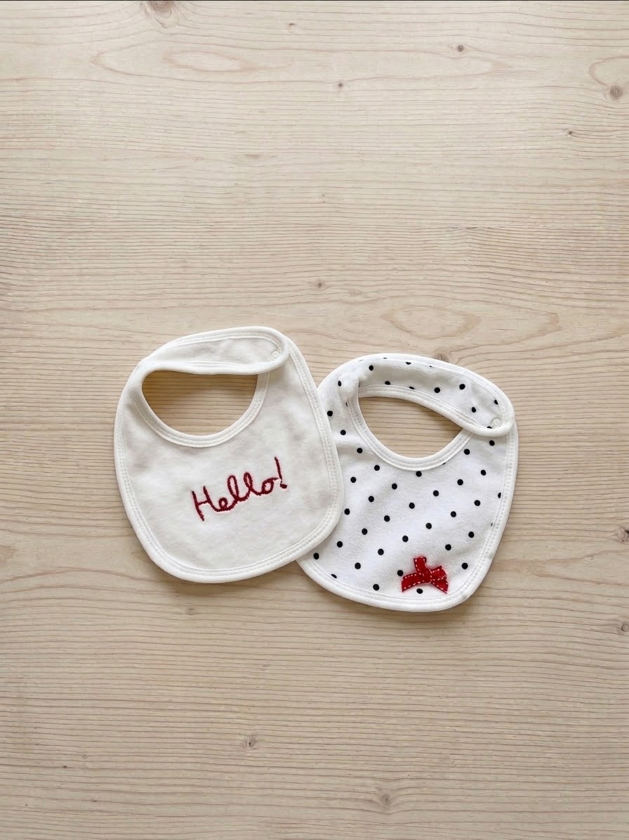 Hello polka pack of 2 bib
