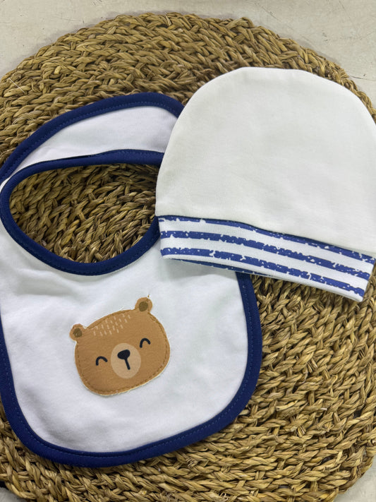 Teddy hat & bib set