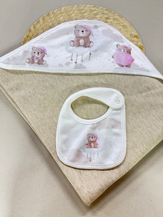 Cute Bear Blanket & Bib