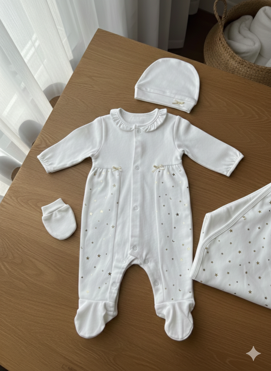 "Newborn Gold Stars4 pieces set