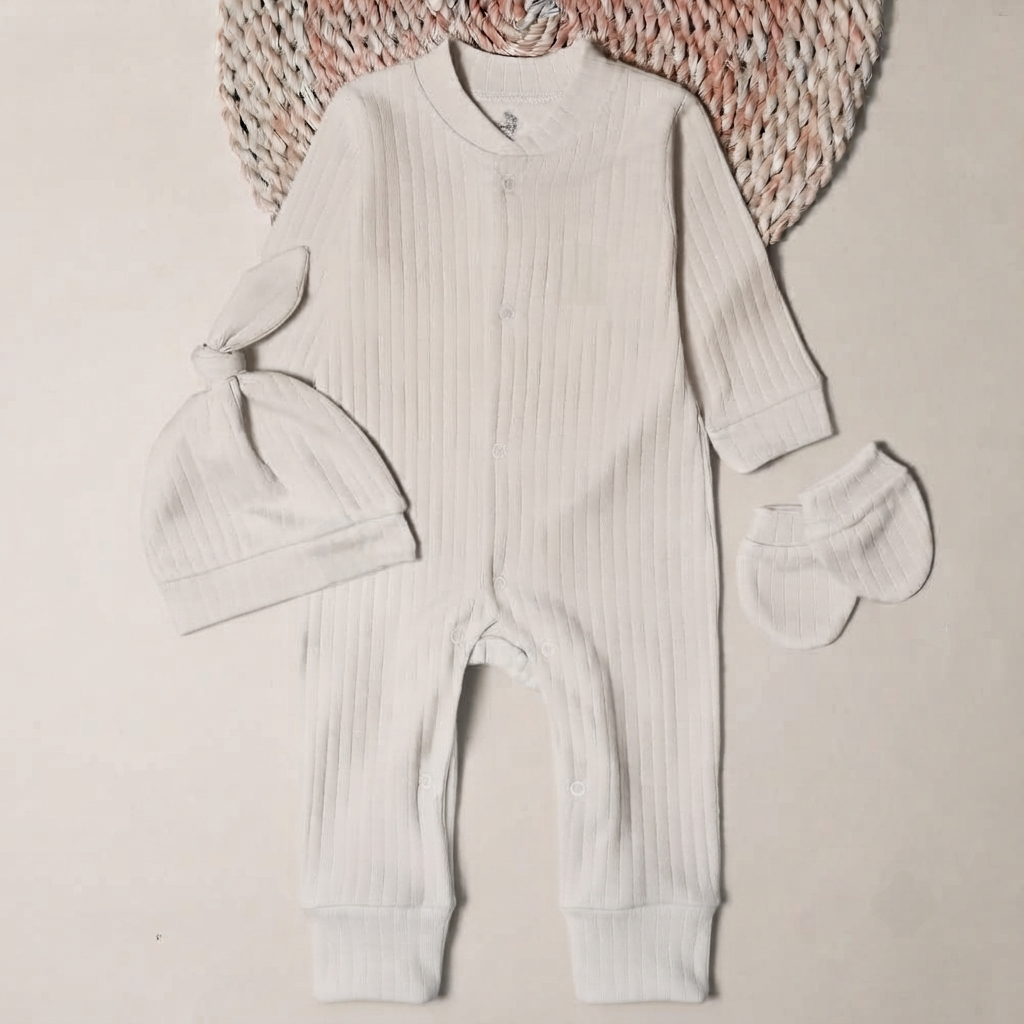 3 pieces BEIGE  Ribbed Set