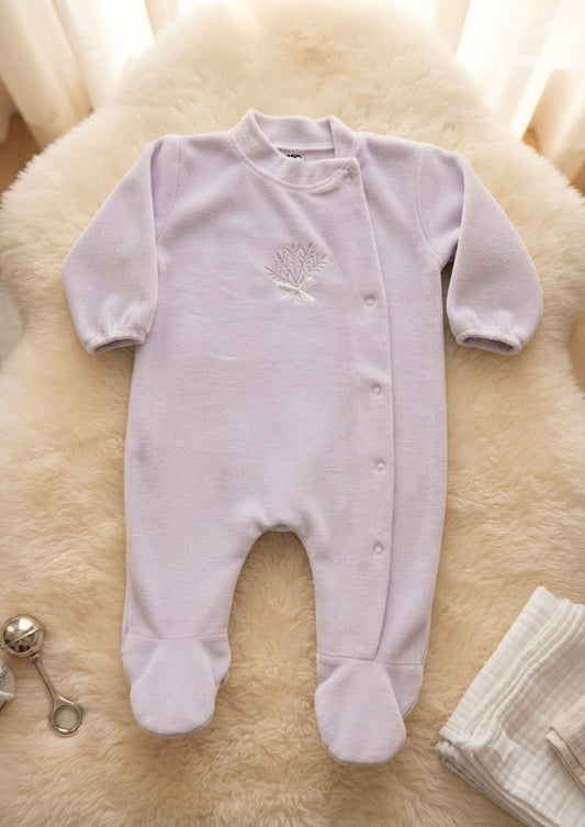 Lavender velvet romper